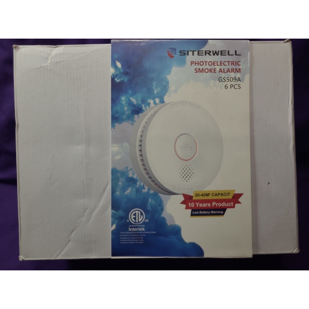 6 Pcs SITERWELL Smoke Alarm with Photoelectric Sensor, 10-Year Product Life